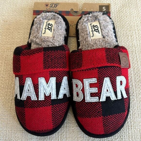 Dearfoams Mama Bear Plaid Dad Slippers NWT - Picture 2 of 9